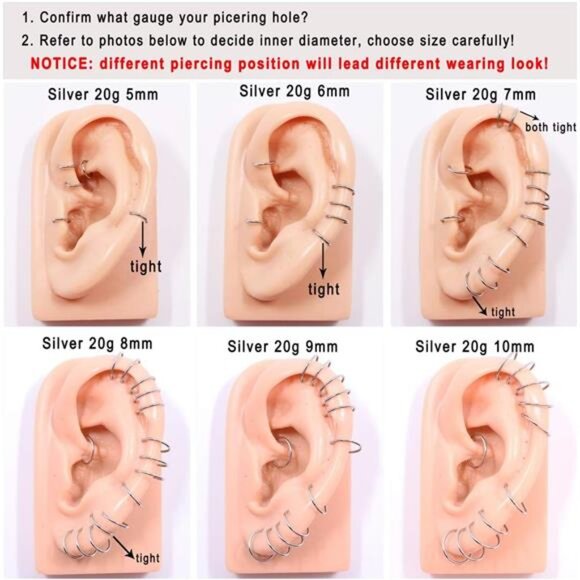 316L Surgical Steel Hinged Nose Ring Hoop for Men & Women – Septum & Cartilage - Picture 5 of 7